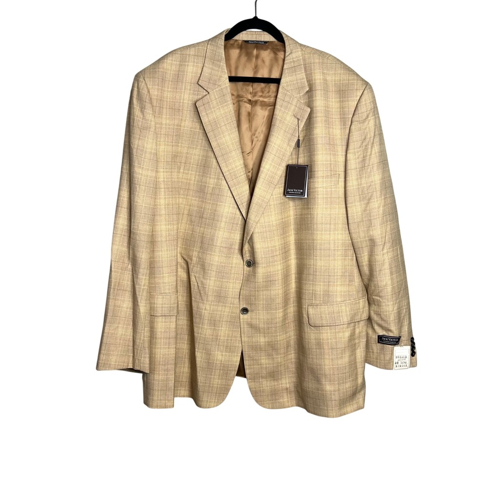 Jack Victor Exclusive Collection Plaid Wool Blazer Mens 56 Long Sport Coat NEW